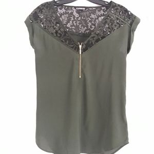 Olive Green Lace Blouse